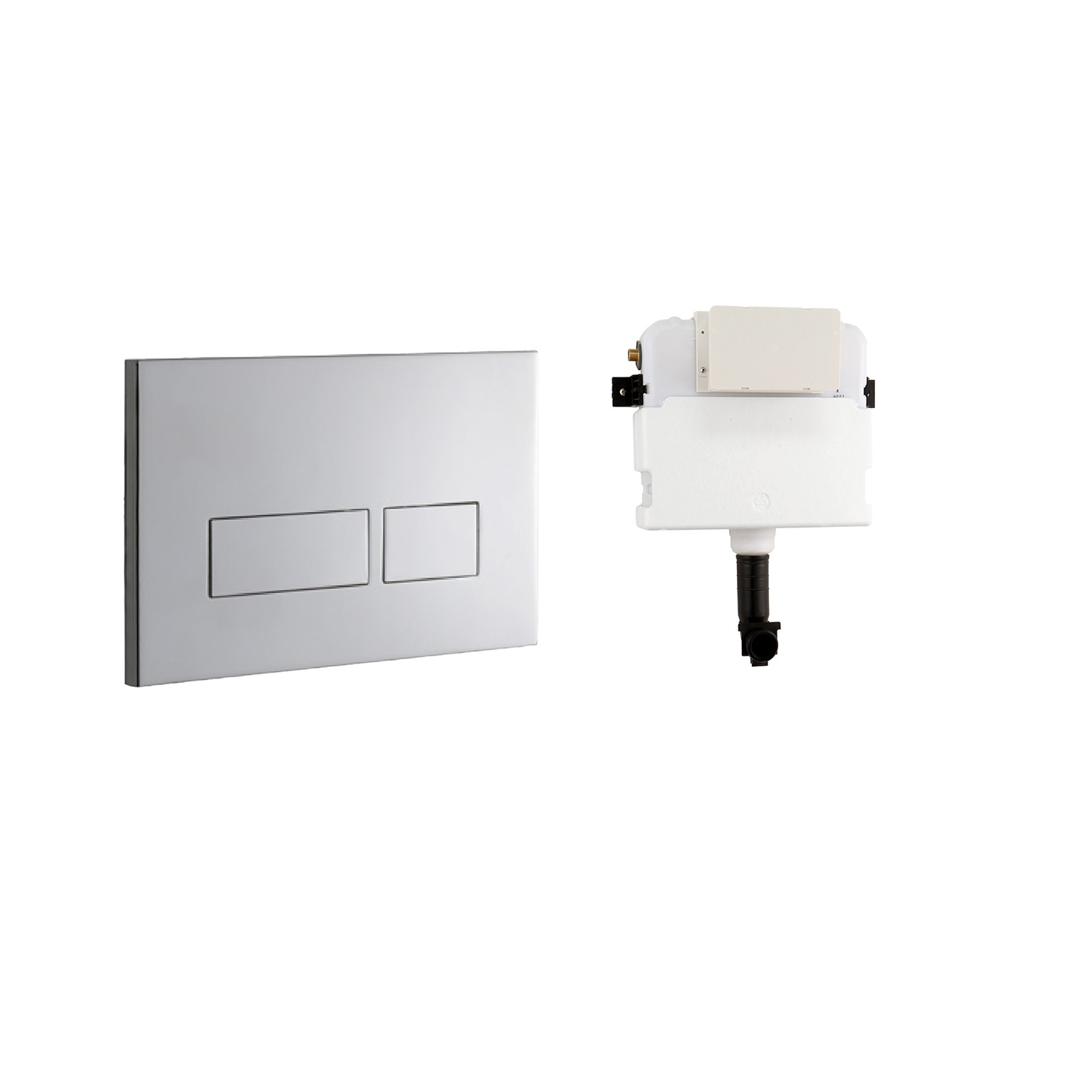 Brushed Nickel Satin Flush Plate with Easi-Plan 980mm Concealed Dual Flush Cistern Only