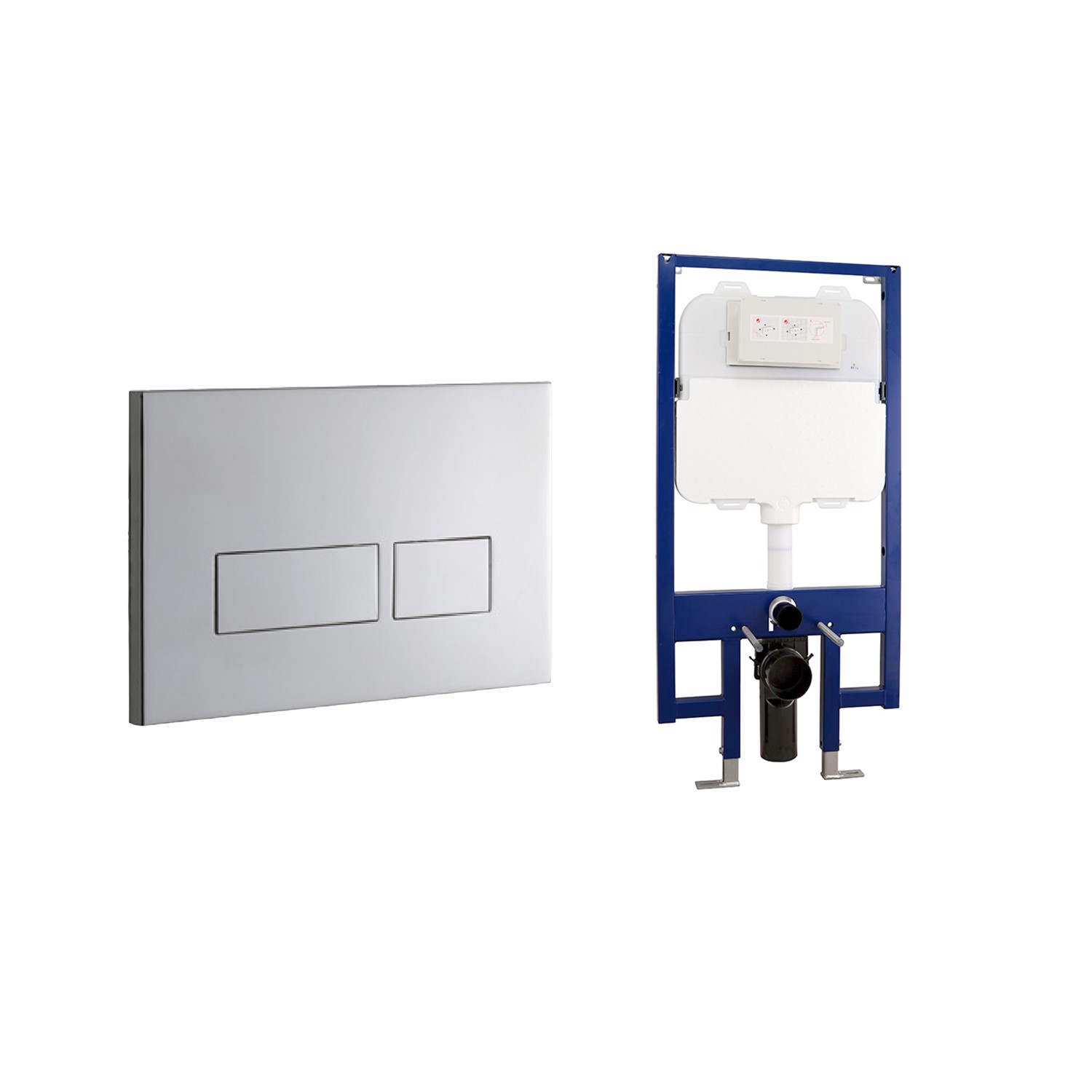 Brushed Nickel Satin Flush Plate with Slimline 90mm WC Frame and Dual Flush Cistern