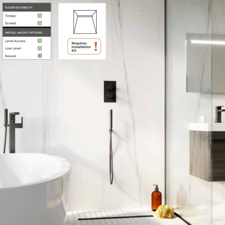 1400x900mm Wet Room Tileable Shower Tray with Wet Room Install & Linear Waste Drainage Kit