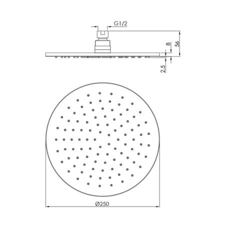 250mm Black Round Wall Mounted Shower Head