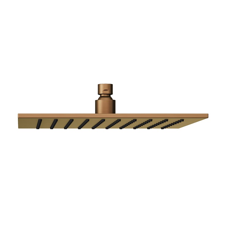 250mm Brushed Bronze Square Rainfall Shower Head with Wall Arm