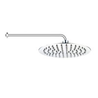 200mm Chrome Ultra Slim Round Rainfall Shower Head with Wall Arm