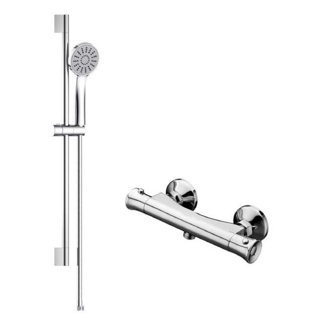 Thermostatic Mixer Bar Shower with Slide Rail Kit & Round Handset - Eco Style