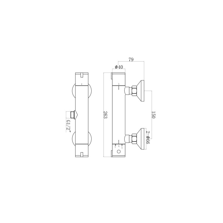 Thermostatic Mixer Bar Shower with Slide Rail & Round Handset - Flow