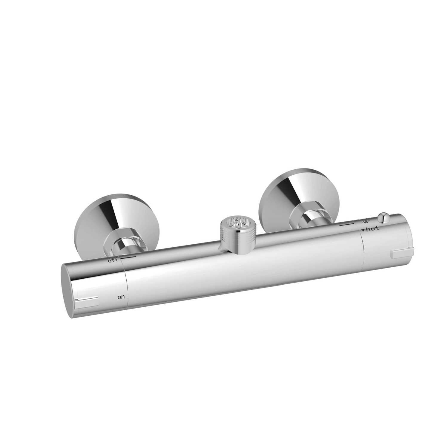 Flow thermostatic round bar shower valve - top outlet