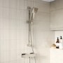 Chrome Thermostatic Square Bar Mixer Shower Set with Slide Rail Kit - Cube