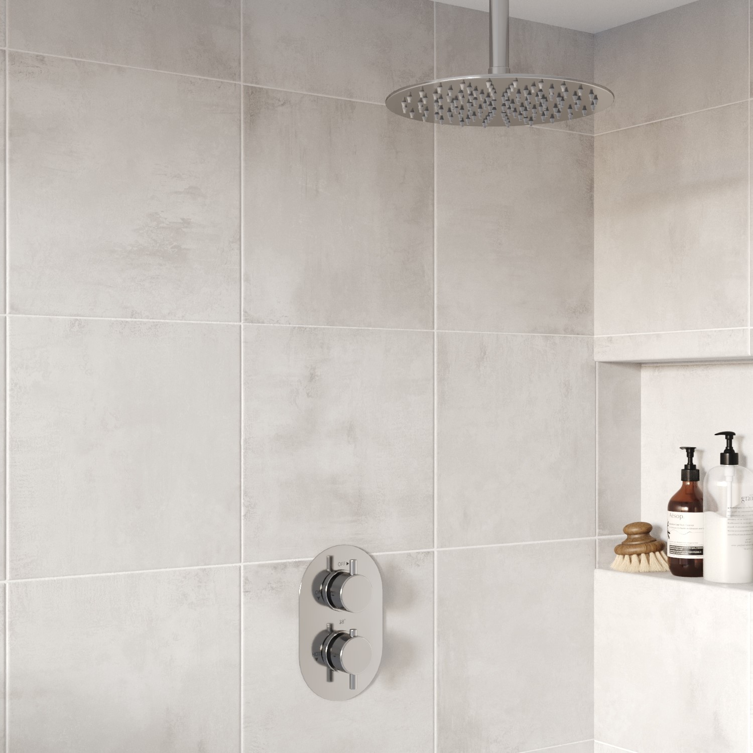 Concealed Thermostatic Mixer Shower with Ceiling Rainfall Head - Flow
