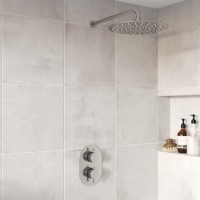 Flow Concealed Round 1 Outlet Shower Valve with 300mm Ultra Slim Shower Head and Wall Arm Flow Concealed Round 1 Outlet Shower Valve with 300mm Ultra Slim Shower Head and Wall Arm