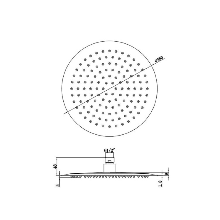 Concealed Thermostatic Mixer Shower with Slim Ceiling Shower Head - Flow