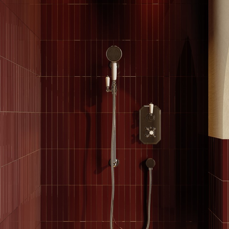 Chrome 1 Outlet Thermostatic Mixer Shower Set with Hand Shower - Cambridge