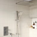 BUN/BeBa_26809/77561 Chrome Dual Outlet Wall Mounted Thermostatic Mixer Shower Set with Hand Shower - Cube