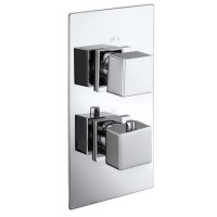 Chrome 2 Outlet Concealed Thermostatic Shower Valve with Dual Control - Cube Chrome 2 Outlet Concealed Thermostatic Shower Valve with Dual Control - Cube