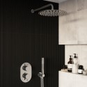 BUN/BeBa_26810/95428 Chrome 2 Outlet Wall Mounted Thermostatic Mixer Shower Set with Hand Shower and Wall Bracket - Arissa