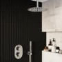 Chrome Dual Outlet Ceiling Mounted Thermostatic Mixer Shower Set With Hand Shower - Arissa