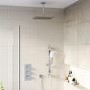 Chrome Dual Outlet Thermostatic Mixer Shower with Square Ceiling Mounted Shower Head and Handset - Cube