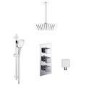 Chrome Dual Outlet Thermostatic Mixer Shower with Square Ceiling Mounted Shower Head and Handset - Cube