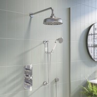 Chrome 2 Outlet  Wall Mounted Thermostatic Mixer Shower Set with Hand Shower - Cambridge Chrome 2 Outlet  Wall Mounted Thermostatic Mixer Shower Set with Hand Shower - Cambridge