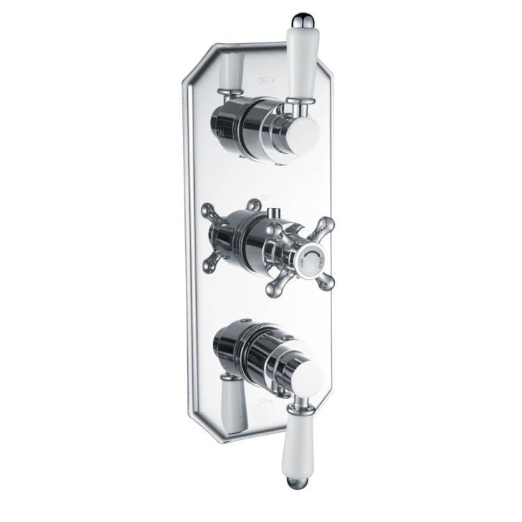 Chrome 2 Outlet  Wall Mounted Thermostatic Mixer Shower Set with Hand Shower - Cambridge