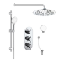 Chrome Concealed Shower Mixer with Triple Control & Square Wall Mounted Head, Handset and Bath Filler - Flow