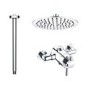 Chrome Thermostatic Exposed Mixer Shower with Round Ceiling Mounted Shower Head- Volta