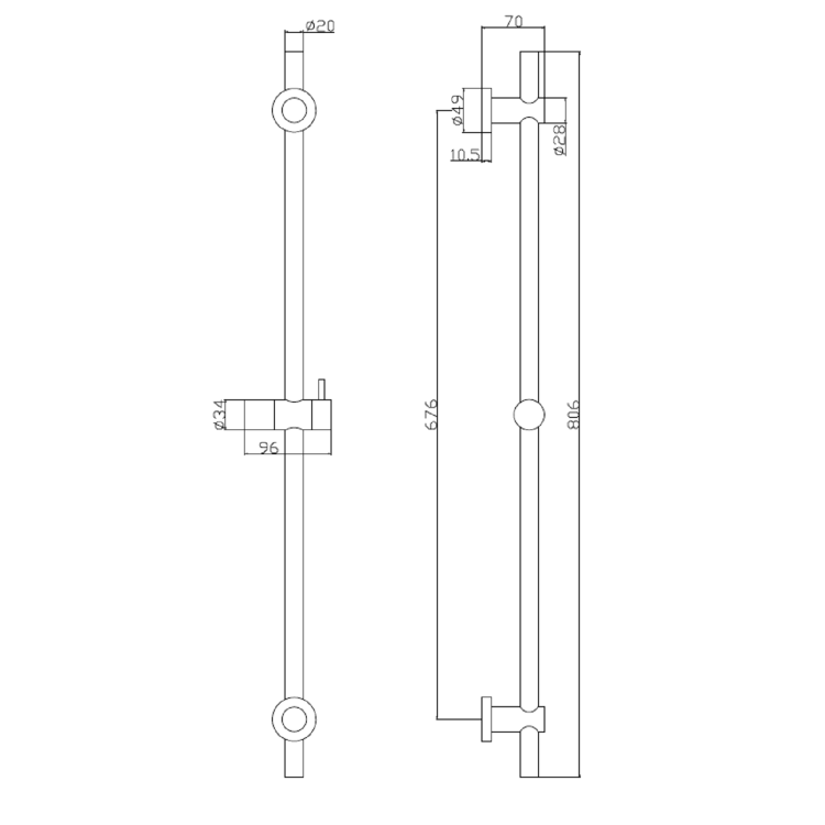 Chrome Thermostatic Exposed Mixer Shower with Round Ceiling Mounted Shower Head- Volta