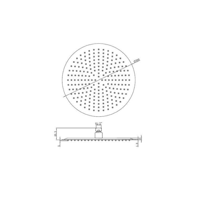 Chrome Thermostatic Exposed Mixer Shower with Round Ceiling Mounted Shower Head- Volta