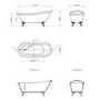 Blue Freestanding Single Ended Roll Top Slipper Bath with Black Feet 1615 x 690mm - Baxenden