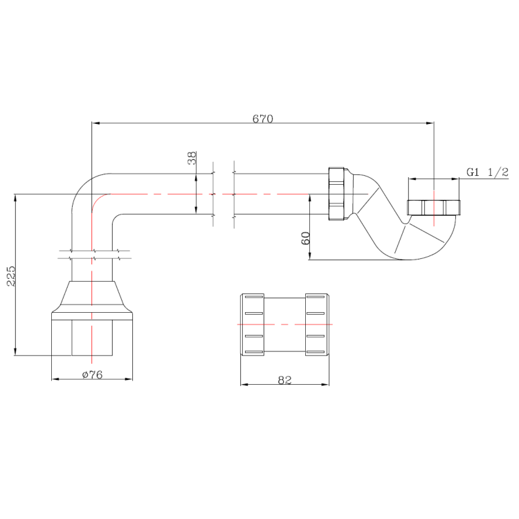 Traditional Exposed Bath Waste & Chrome Exposed Bath Trap - Park Royal