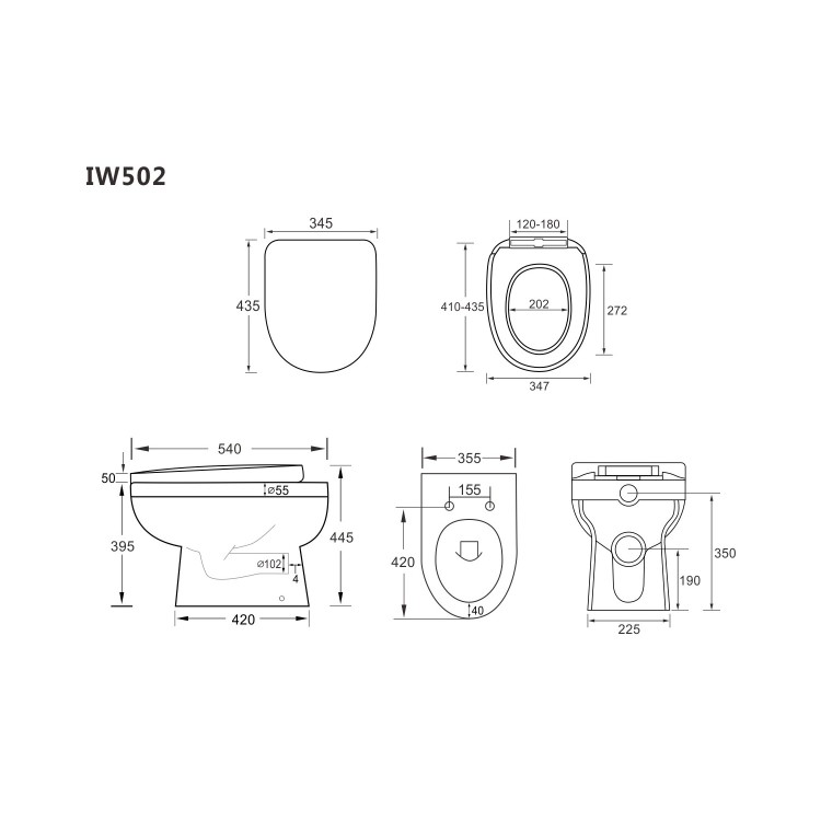 Back to Wall Toilet with Soft Close Seat - Addison