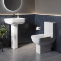 BUN/BeBa_26903/77429 Close Coupled Toilet and Full Pedestal Basin Bathroom Suite - Seren