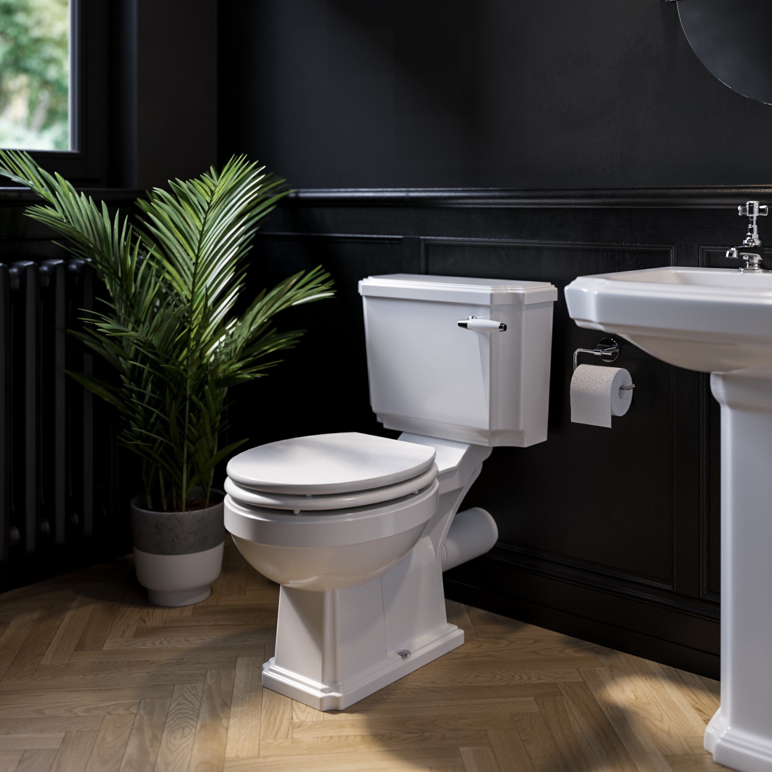 Close Coupled Toilet with Wooden Soft Close Seat - Park Royal