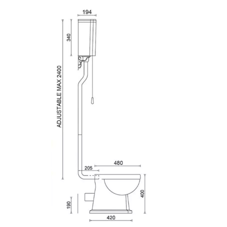 Park Royal Traditional High Level Short Projection Toilet with Wooden Soft Close Seat 