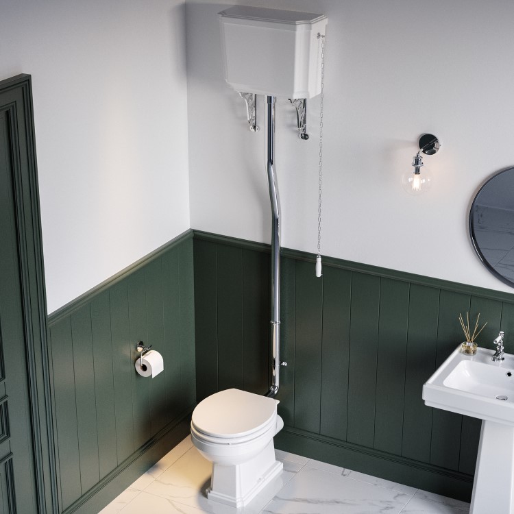 Park Royal Traditional High Level Toilet with Wooden Soft Close Seat 