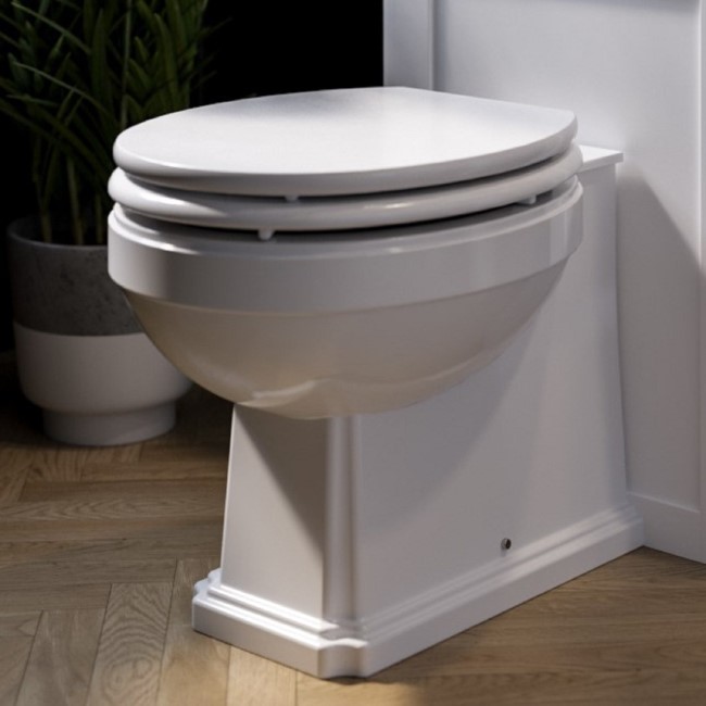 Back to Wall Traditional Toilet with Wooden Soft Close Seat - Park Royal