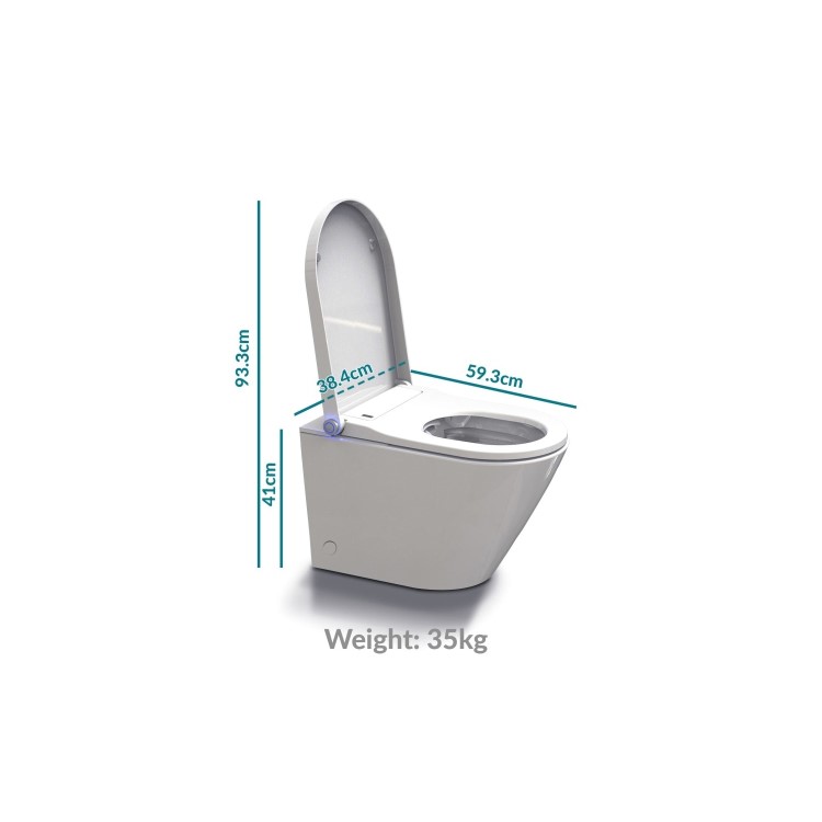 500mm White Back to Wall Unit with Smart Bidet Toilet Round and Cistern - Sion