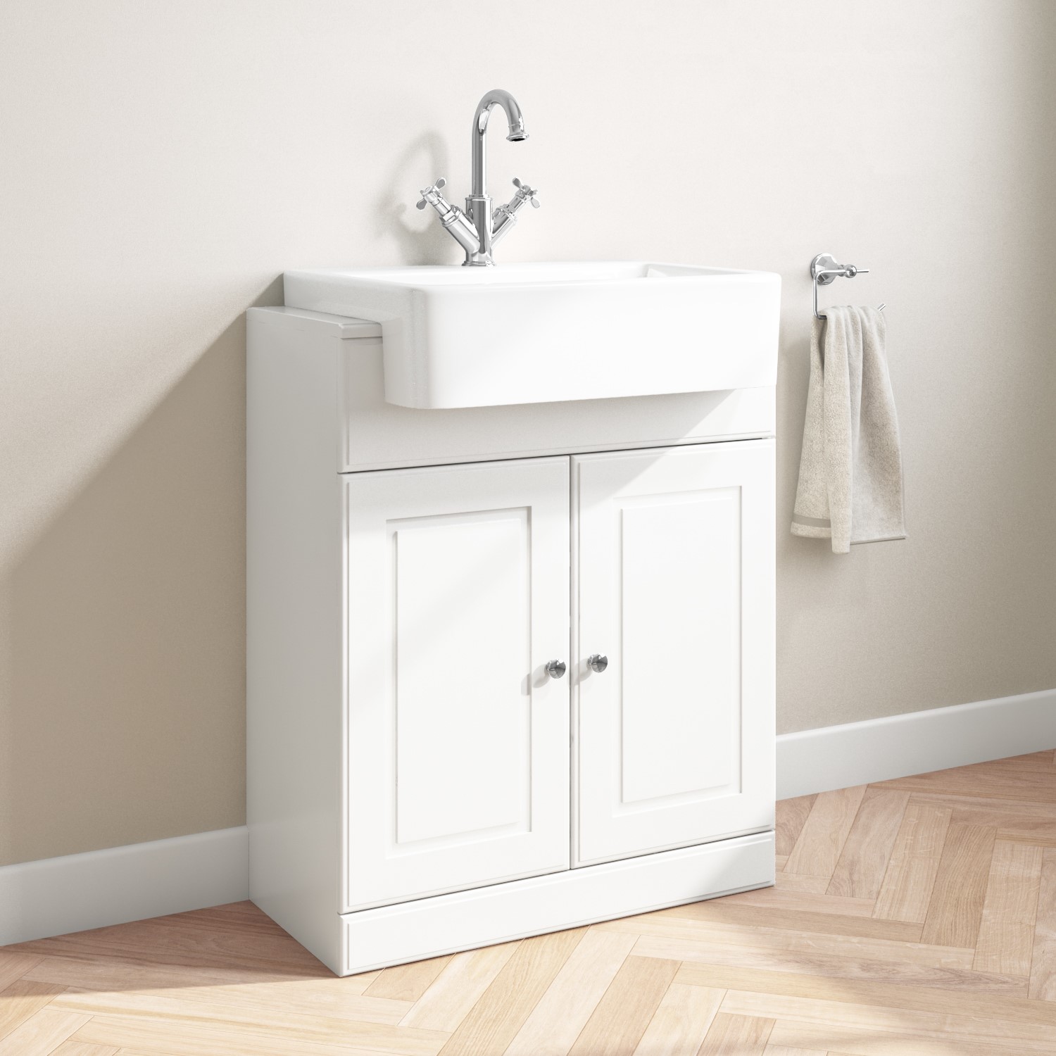 670mm Paintable Freestanding Vanity Unit with Basin - Westbury