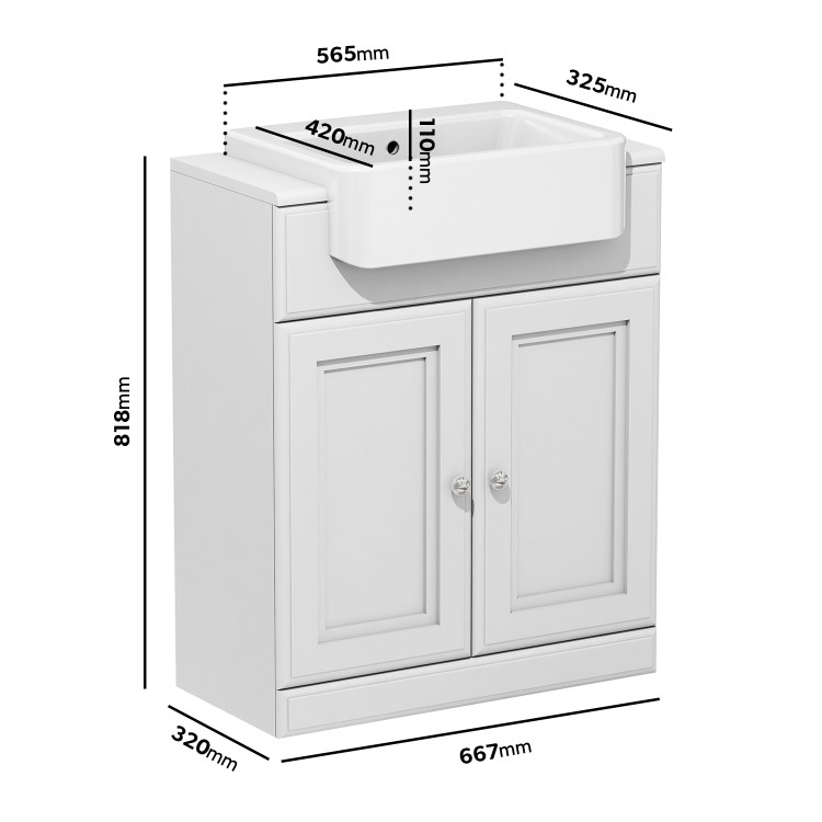 670mm Paintable Freestanding Vanity Unit with Basin - Westbury