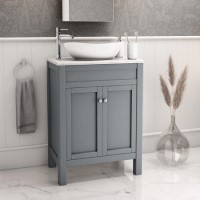 600mm Grey Freestanding Countertop Vanity Unit with Basin - Avebury 600mm Grey Freestanding Countertop Vanity Unit with Basin - Avebury