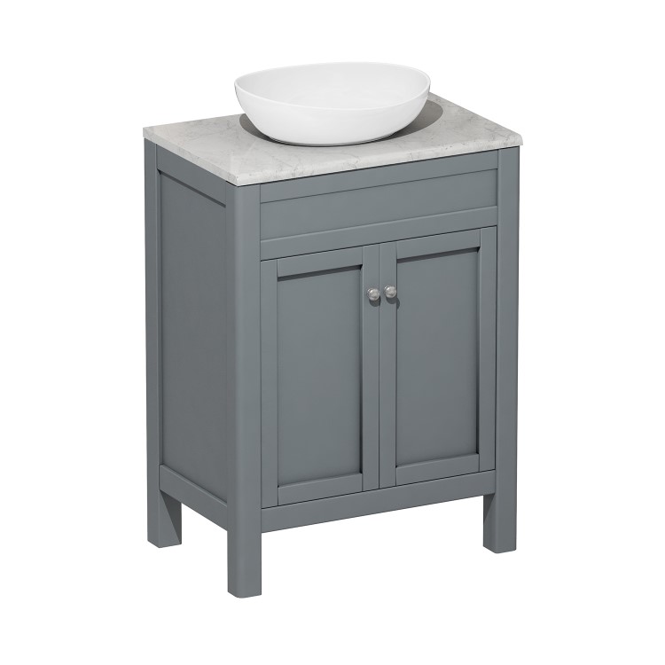 600mm Grey Freestanding Countertop Vanity Unit with Basin - Avebury