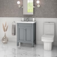 600mm Grey Freestanding Vanity Unit and Ashford Close Coupled Suite - Avebury