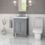 600mm Grey Freestanding Vanity Unit and Ashford Close Coupled Suite - Avebury