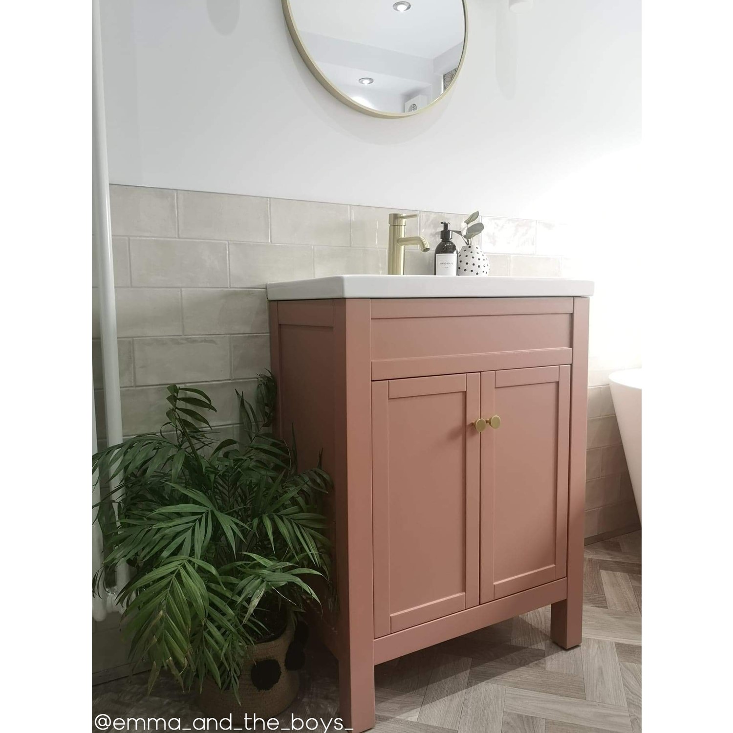 600mm Pink Freestanding Vanity Unit with Basin Avebury Appliances
