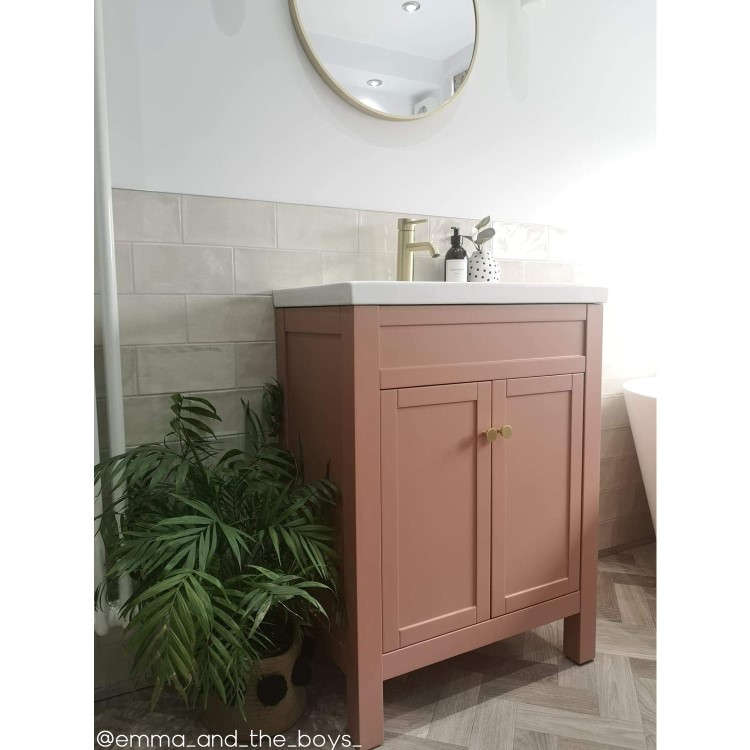 600mm Pink Freestanding Vanity Unit with Basin - Avebury