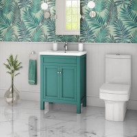 600mm Green Freestanding Vanity Unit and Ashford Close Coupled Suite - Avebury