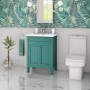 600mm Green Freestanding Vanity Unit and Ashford Close Coupled Suite - Avebury