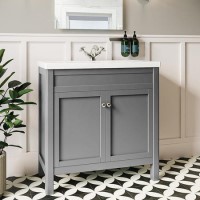 800mm Grey Freestanding Vanity Unit with Basin - Avebury 800mm Grey Freestanding Vanity Unit with Basin - Avebury