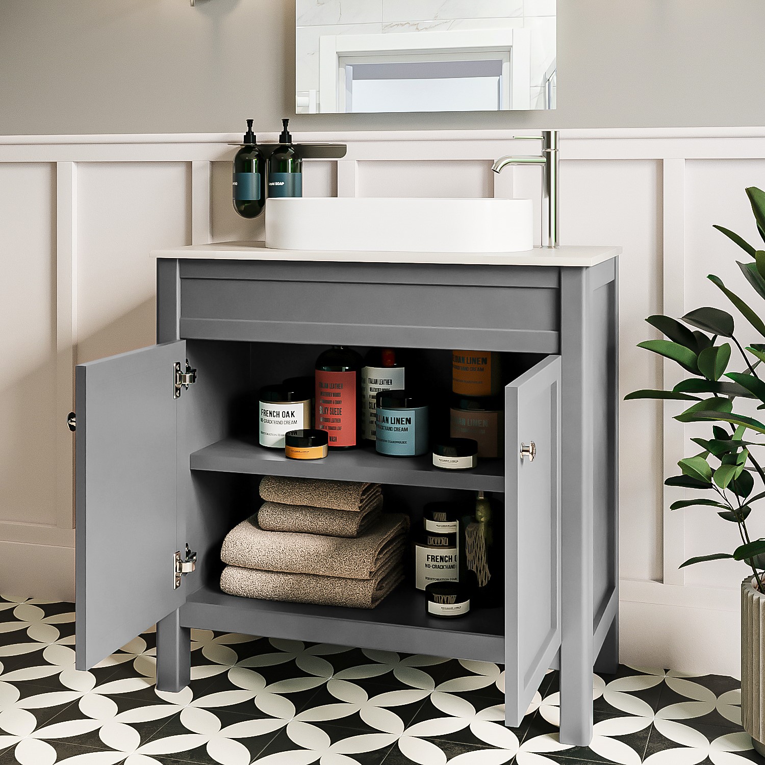 800mm Grey Freestanding Countertop Vanity Unit With Basin 800mm Grey Freestanding Countertop Vanity Unit With Basin