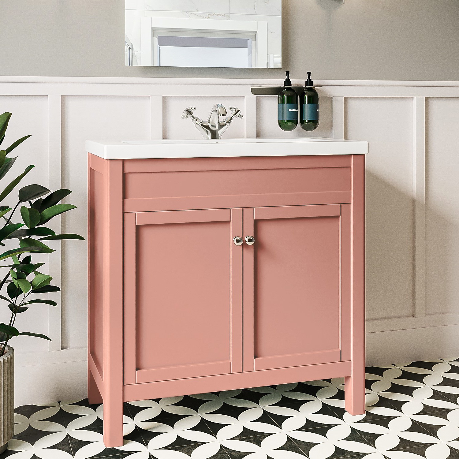 800mm Pink Freestanding Vanity Unit with Basin - Avebury