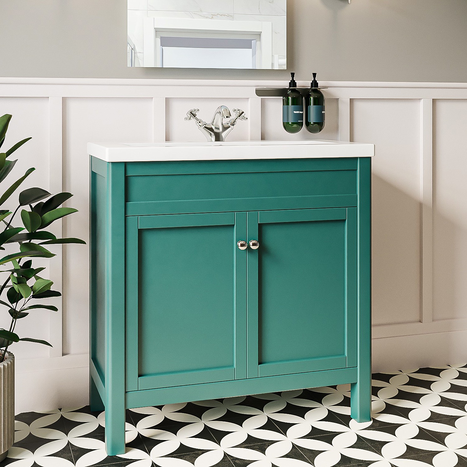 800mm Jewel Teal Freestanding Vanity Unit with Basin - Avebury