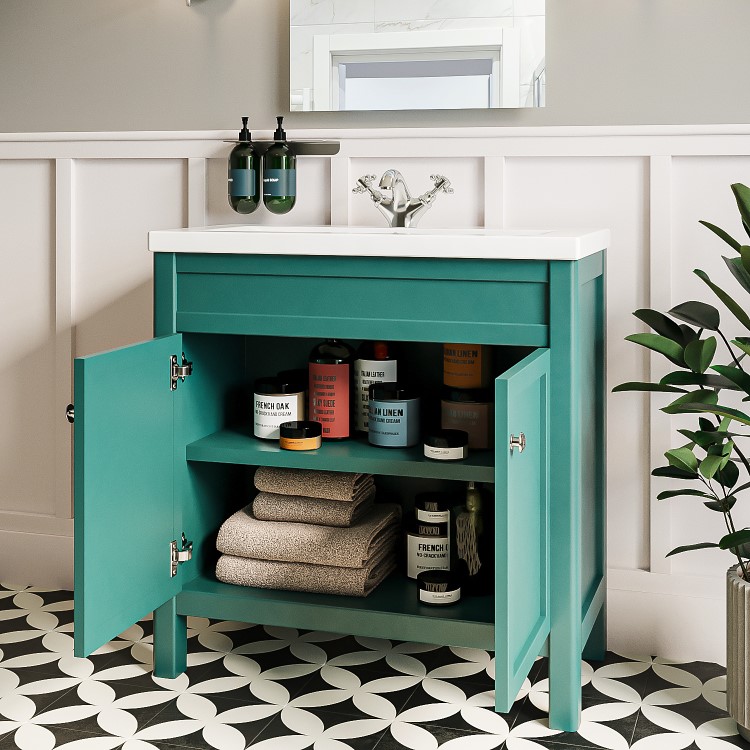 800mm Green Freestanding Vanity Unit with Basin - Avebury